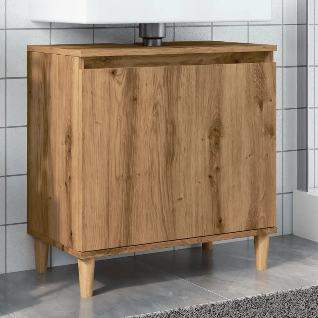 Mobile Lavabo Rovere Artigianale 58x33x60 cm Legno Multistrato