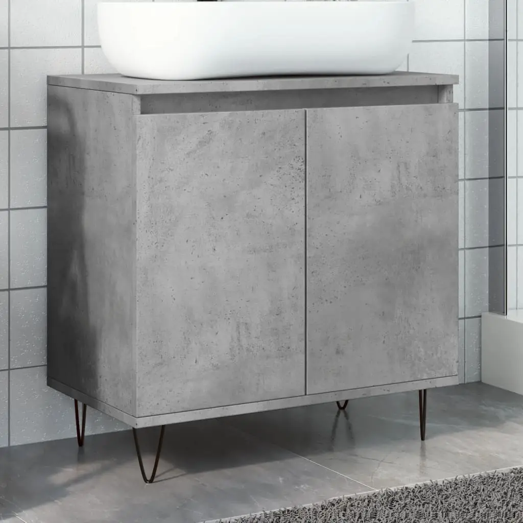 Armadietto da Bagno Grigio Cemento 58x33x60cm Legno Multistrato