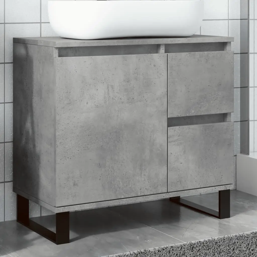 Armadietto da Bagno Grigio Cemento 65x33x60cm in Truciolato