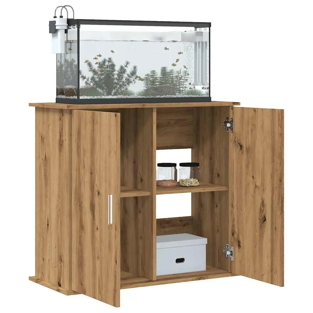 Supporto Acquario 81x36x73 cm Multistrato Rovere Artigianale