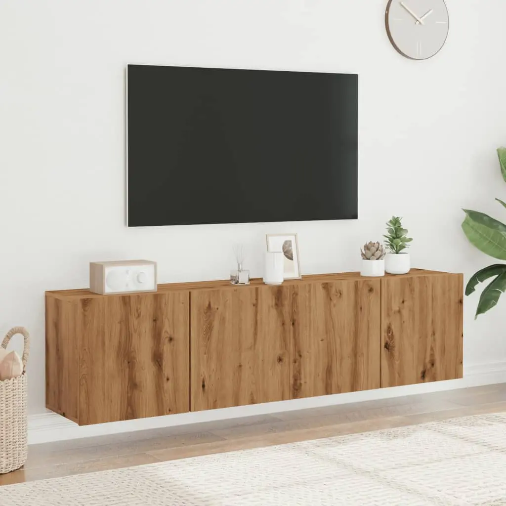 Mobili TV a Parete 2pz Rovere Artigianale 80x30x41 cm