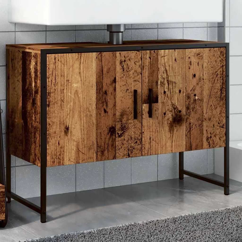 Mobile da Bagno Legno Antico 80x33x60 cm in Truciolato