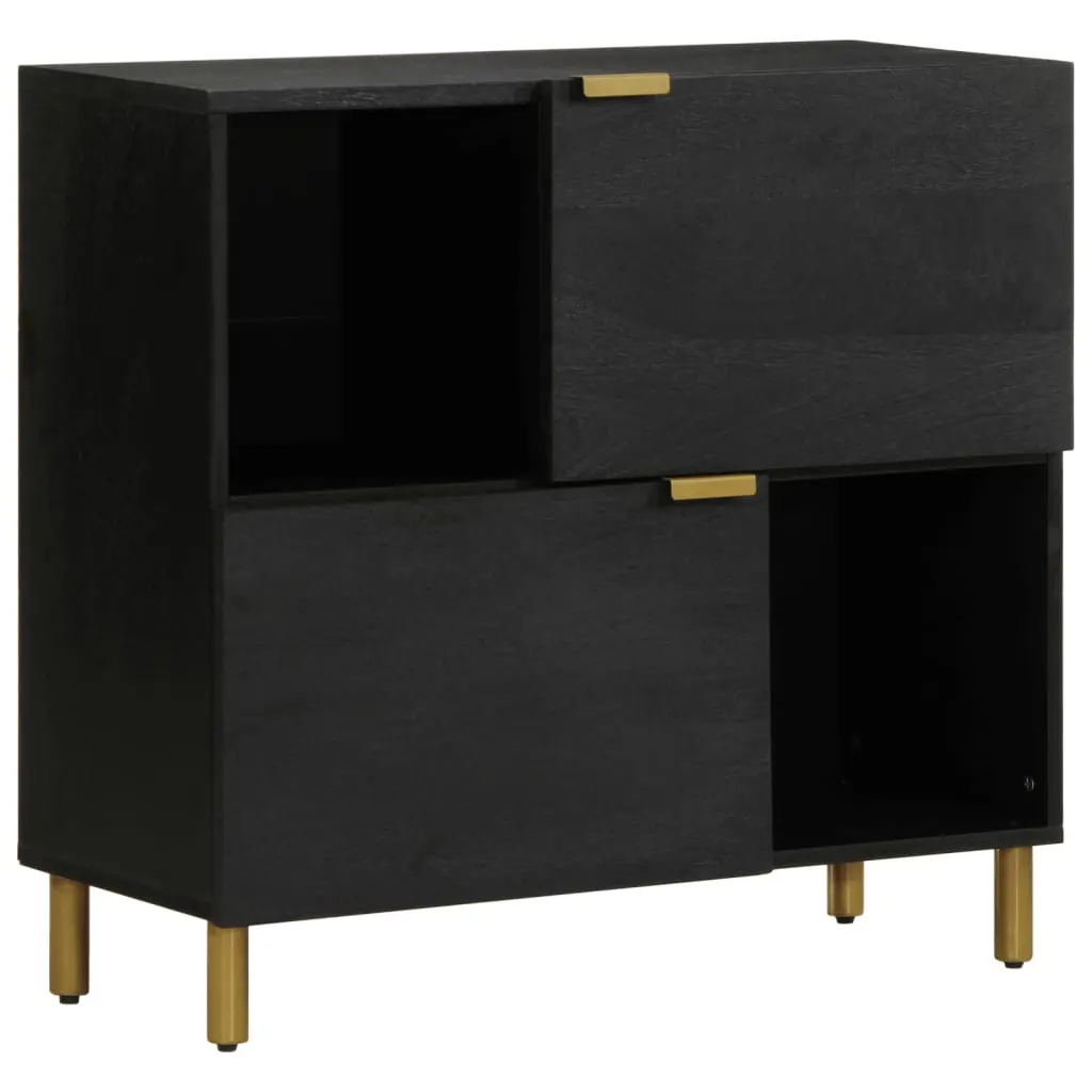 Credenza Nera 80x33x75 cm in Legno Multistrato