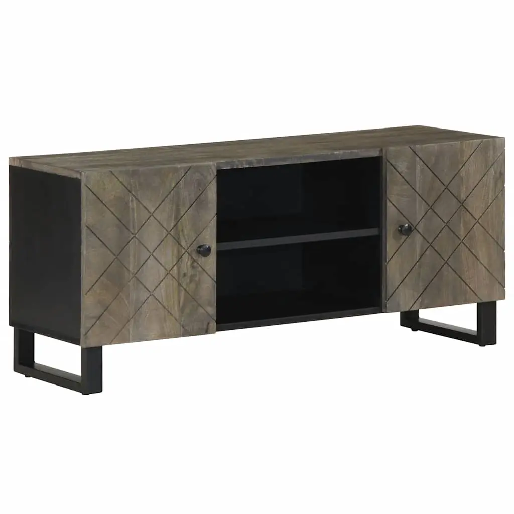 Mobile Porta TV Nero 105x33x46 cm in Legno Massello di Mango