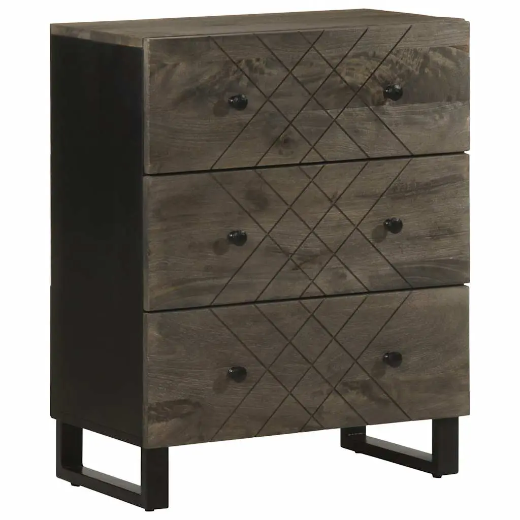 Credenza Nera 60x33x75 cm in Legno Massello di Mango