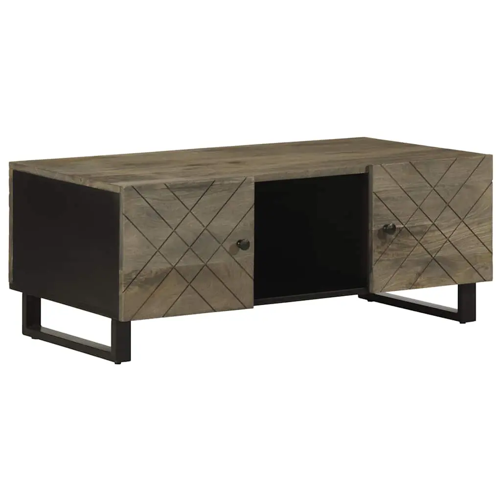 Tavolino da Salotto Nero 100x54x40cm in Legno Massello di Mango