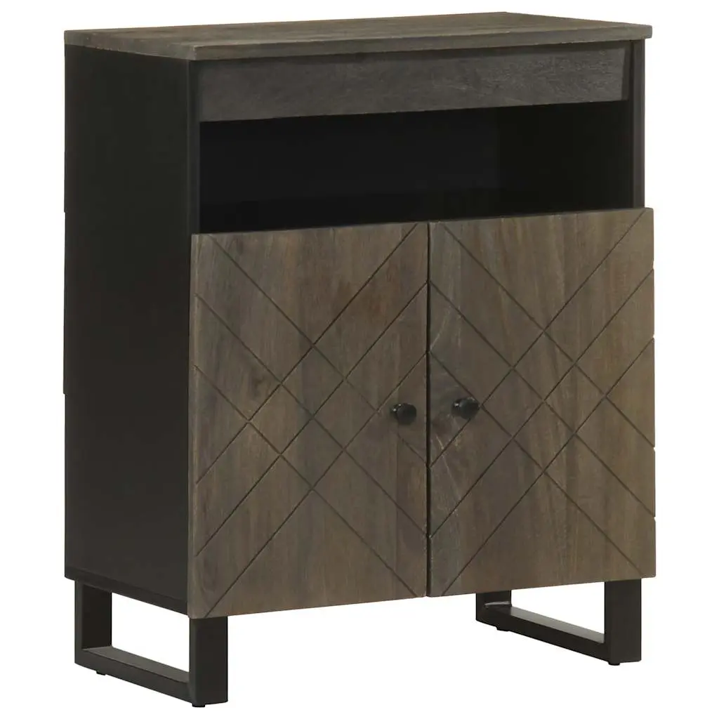 Credenza Nera 60x33x75 cm in Legno Massello di Mango