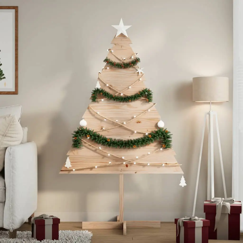 Albero di Natale Decorativo in Legno 150 cm in Legno Massello