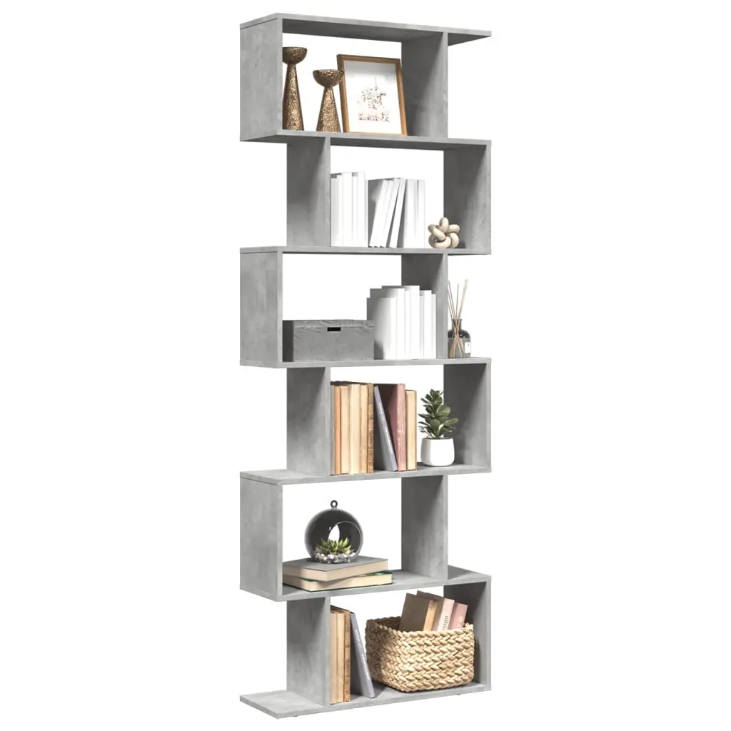 Libreria Divisorio 6Piani Grigio Cemento 70x24x193cm Truciolato