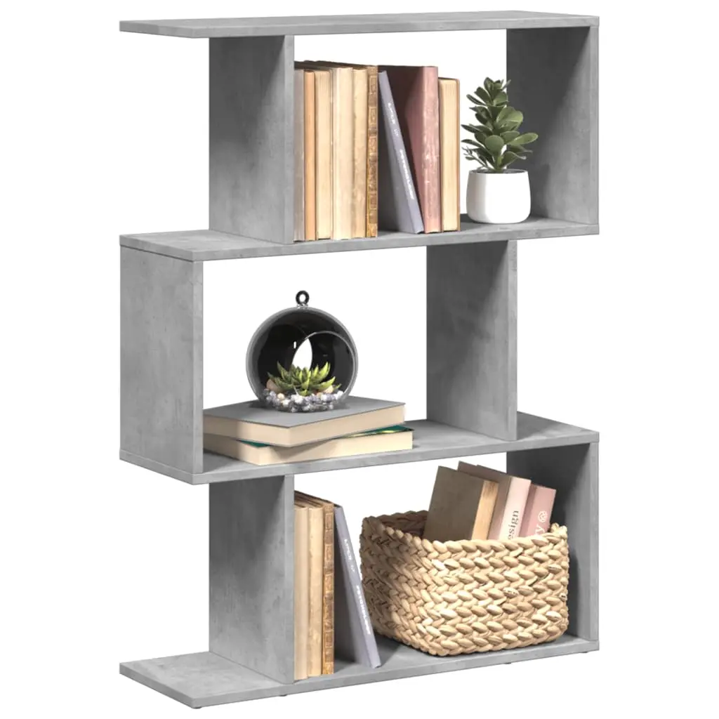 Libreria Divisorio 3Piani Grigio Cemento 70x24x97 cm Truciolato