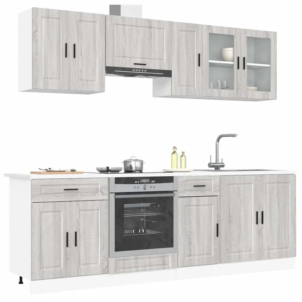 Set Mobili da Cucina 8 pz Kalmar Grigio Sonoma in Truciolato