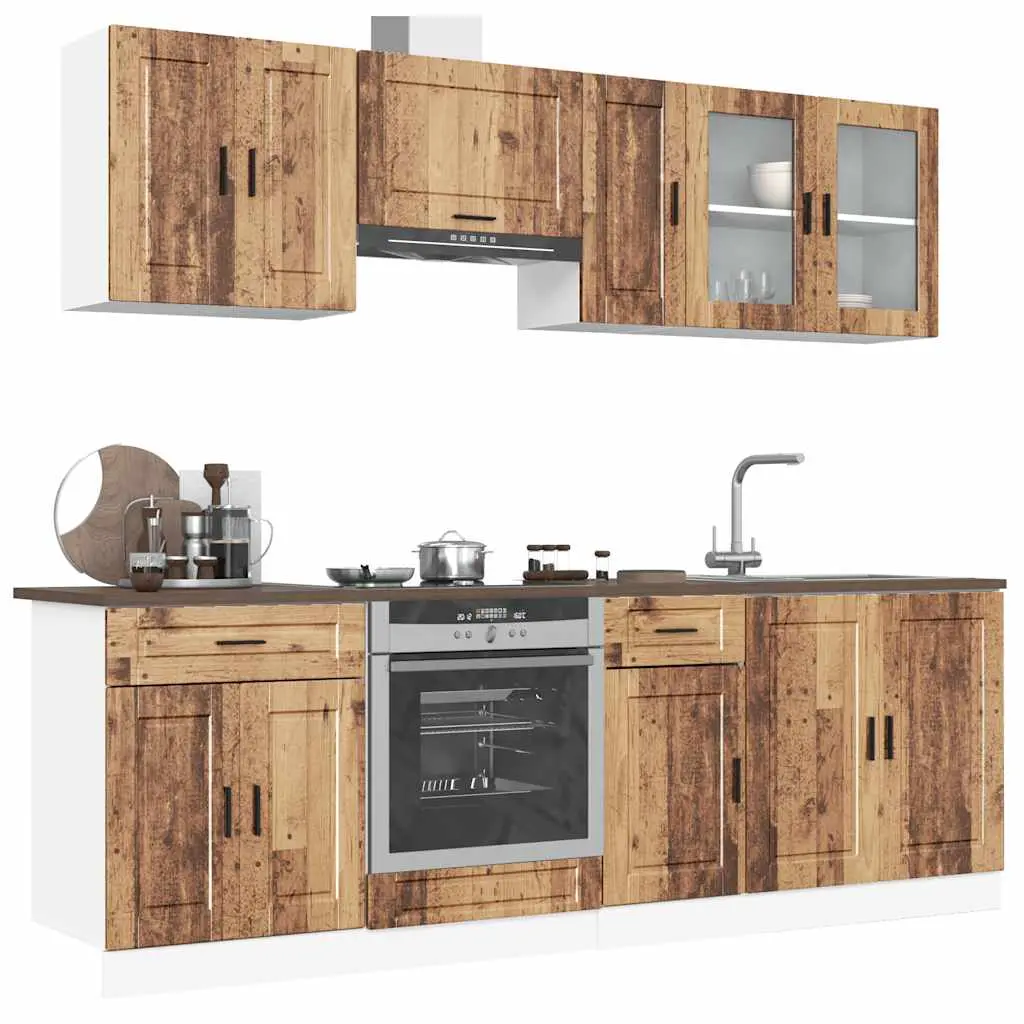 Set Mobili da Cucina 8 pz Kalmar Legno Vecchio in Truciolato