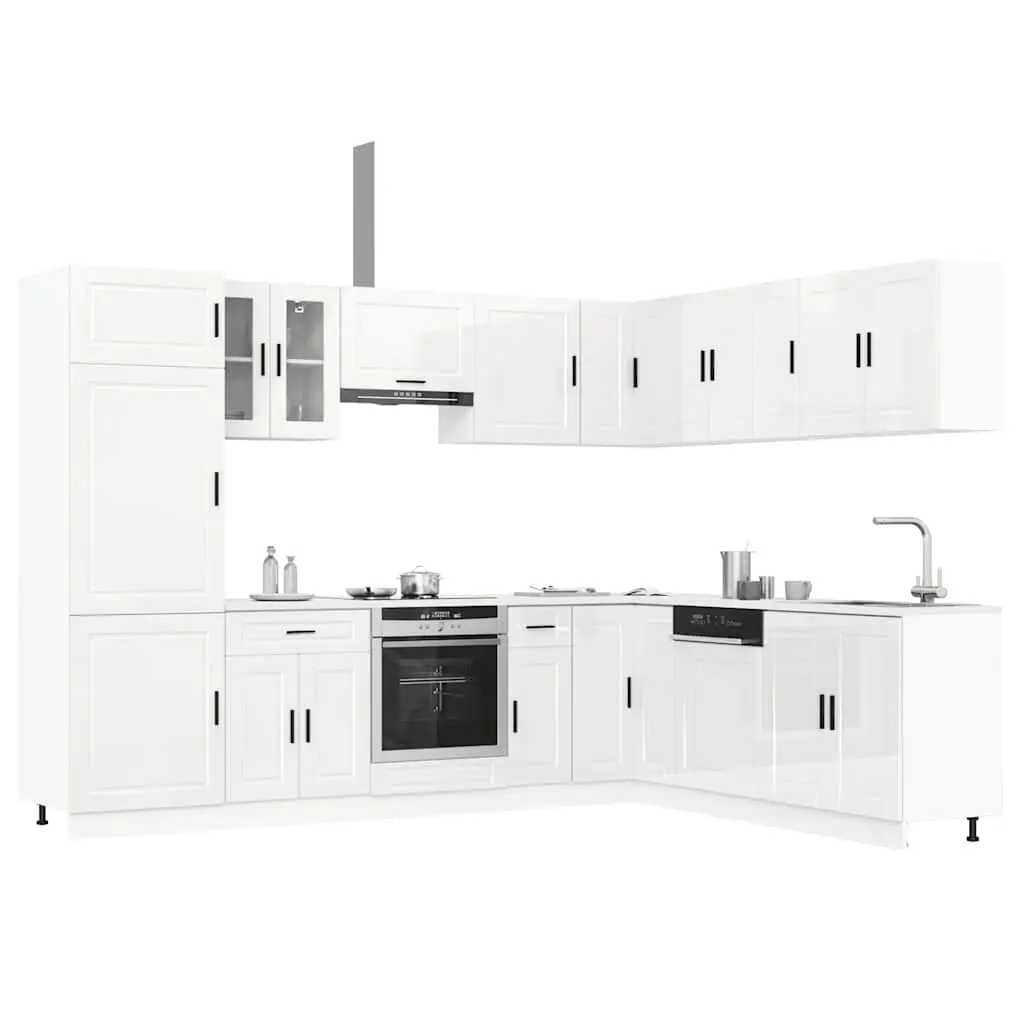 Set Mobili da Cucina 14 pz Porto Bianchi Lucido in Truciolato