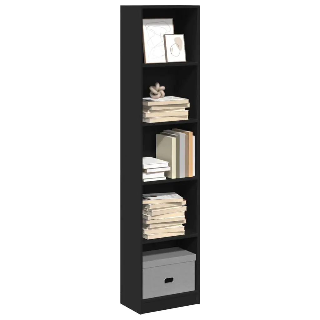 Libreria Nera 40x24x176 cm in Legno Multistrato