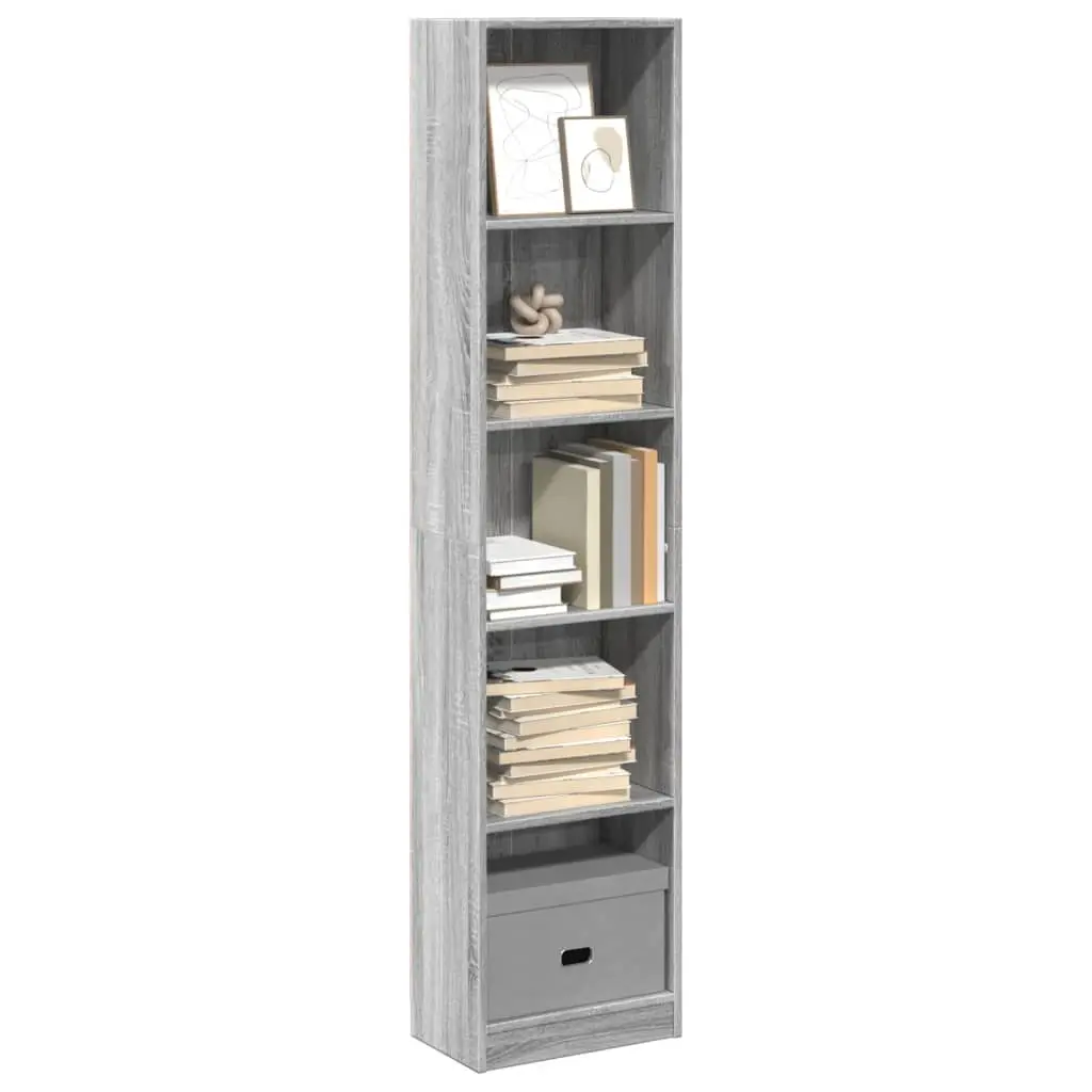 Libreria Grigio Sonoma 40x24x176 cm in Legno Multistrato