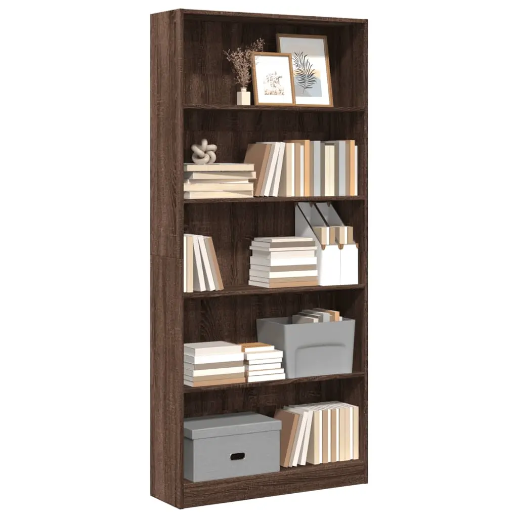 Libreria Rovere Marrone 80x24x176 cm in Legno Multistrato