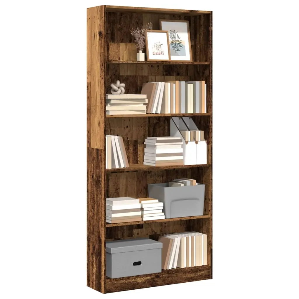 Libreria Legno Antico 80x24x176 cm in Legno Multistrato