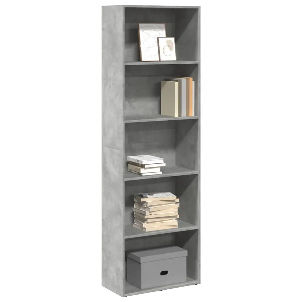 Libreria Grigio Cemento 60x30x189 cm in Legno Multistrato