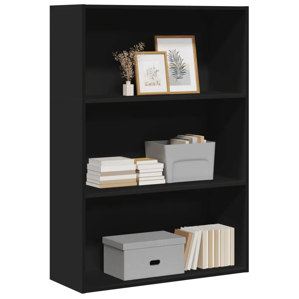 Libreria Nera 80x30x114 cm in Legno Multistrato