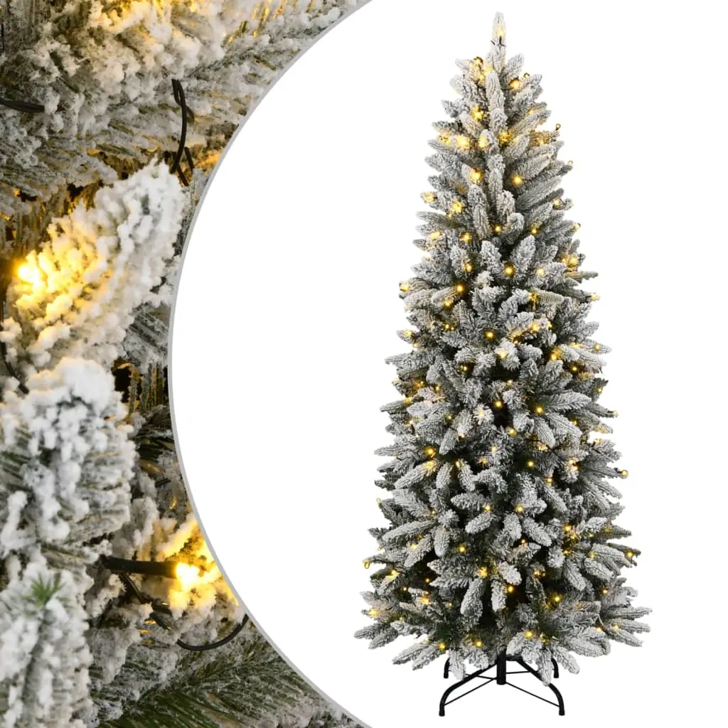 Albero di Natale Artificiale con 300 LED e Neve Floccata 240 cm