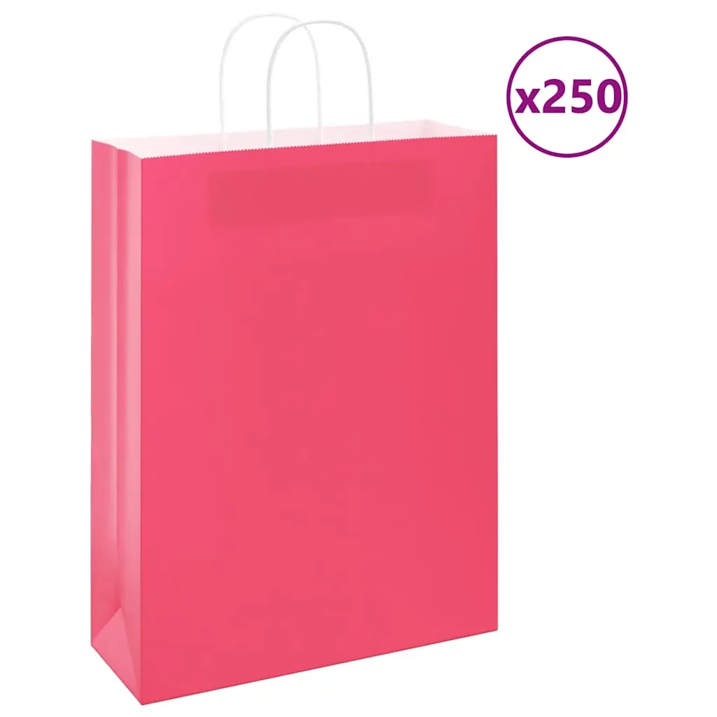 Sacchetti di Carta Kraft 250 pz con Manici Rosa 32x12x42 cm