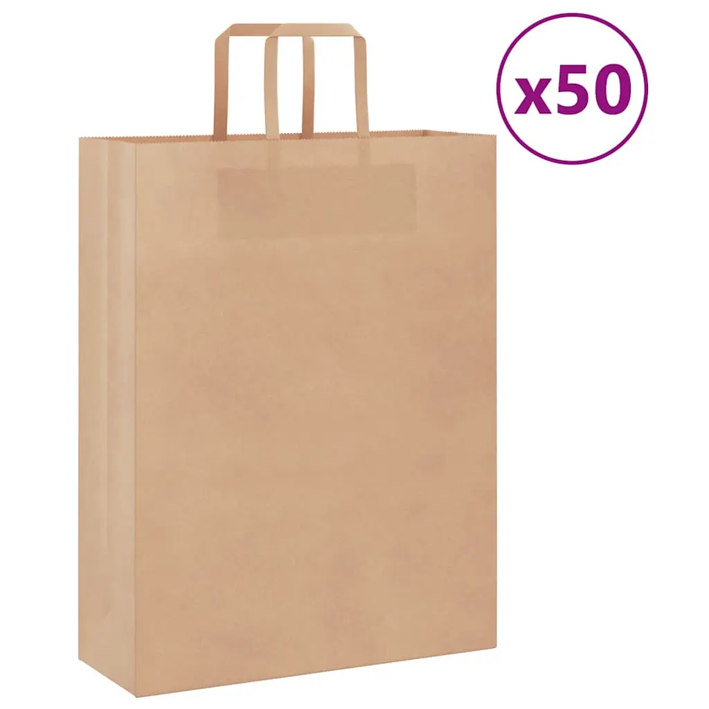 Sacchetti di Carta Kraft 50 pz con Manici Marrone 32x12x42 cm