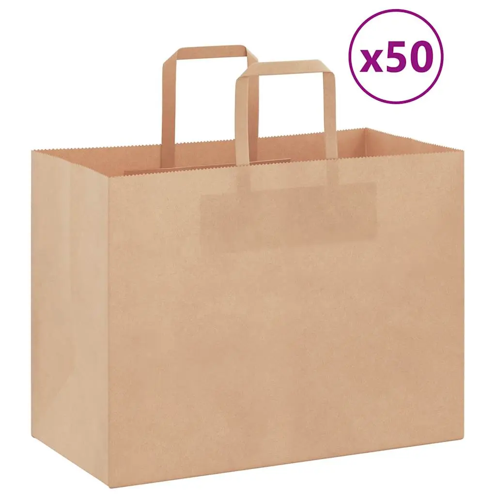 Sacchetti di Carta Kraft 50 pz con Manici Marrone 32x17x25 cm