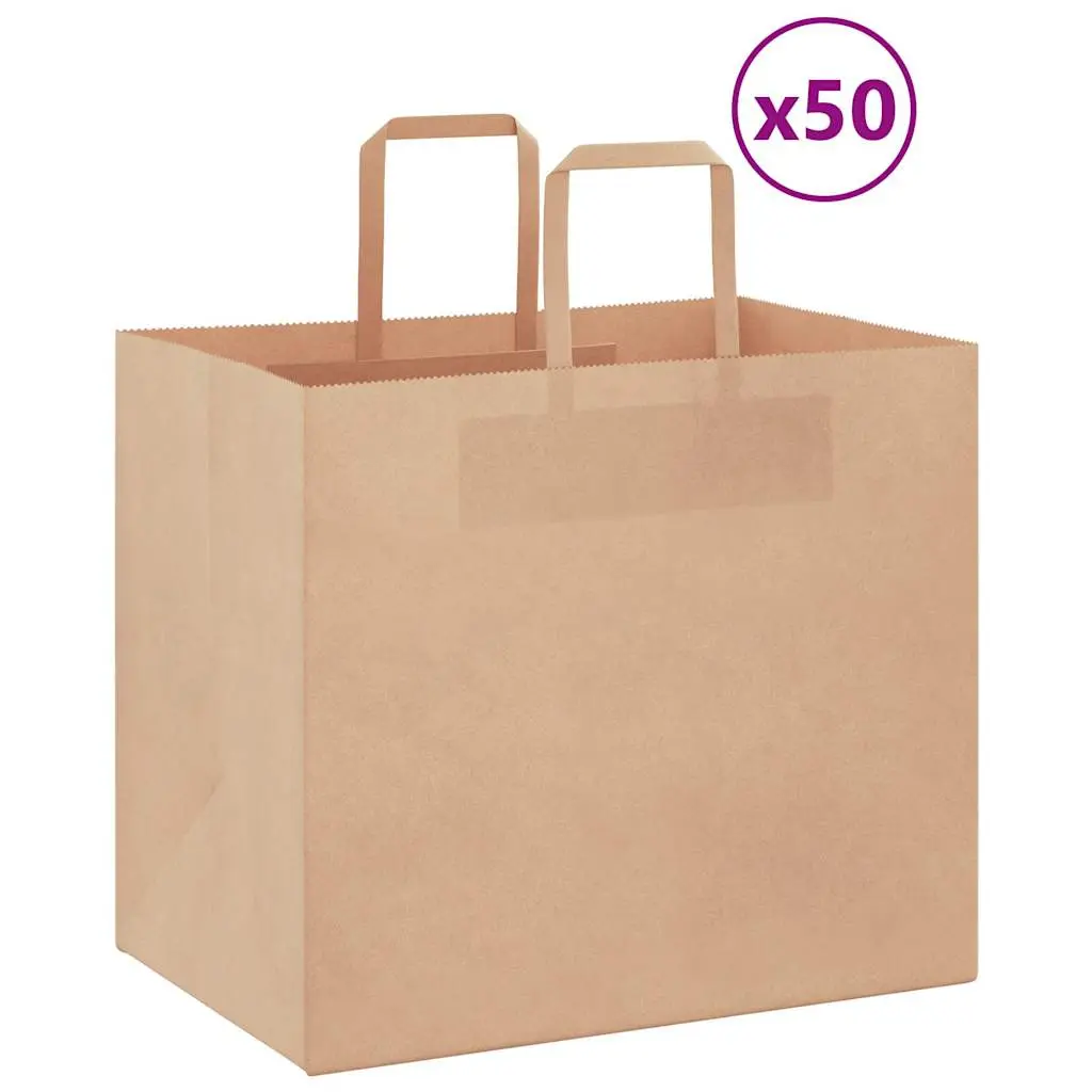 Sacchetti di Carta Kraft 50 pz con Manici Marrone 32x22x28 cm