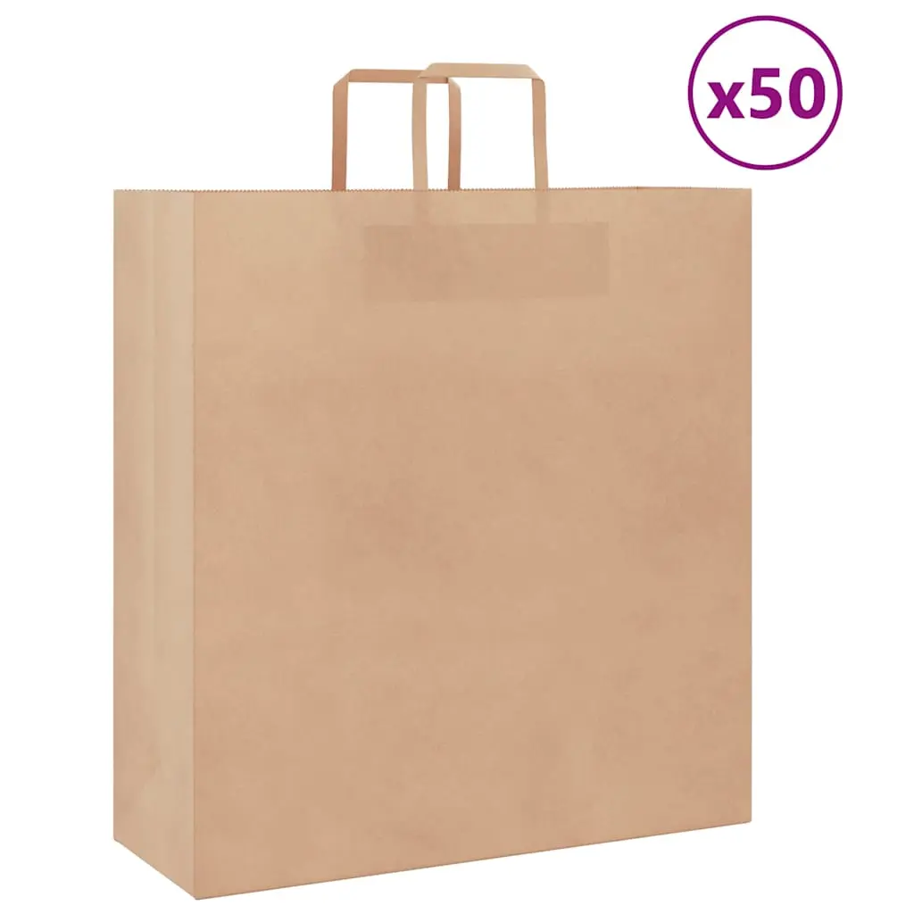 Sacchetti di Carta Kraft 50 pz con Manici Marrone 45x17x48 cm