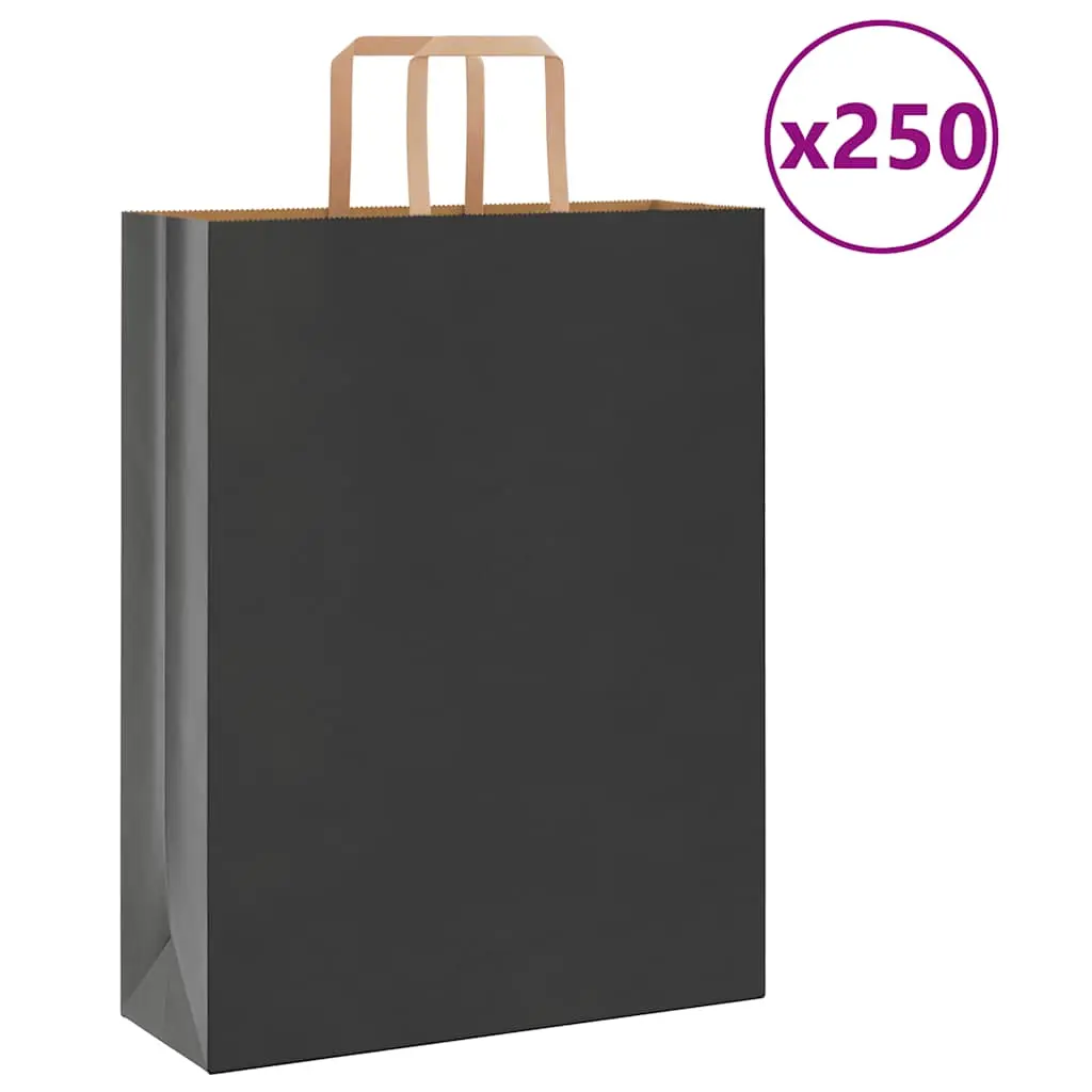 Sacchetti di Carta Kraft 250 pz con Manici Neri 32x12x42 cm