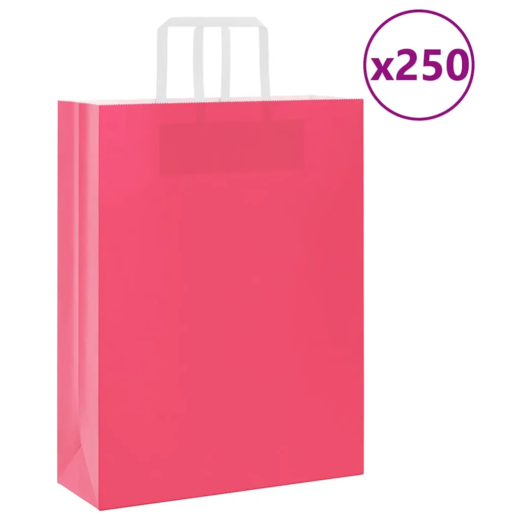 Sacchetti di Carta Kraft 250 pz con Manici Rosa 32x12x42 cm