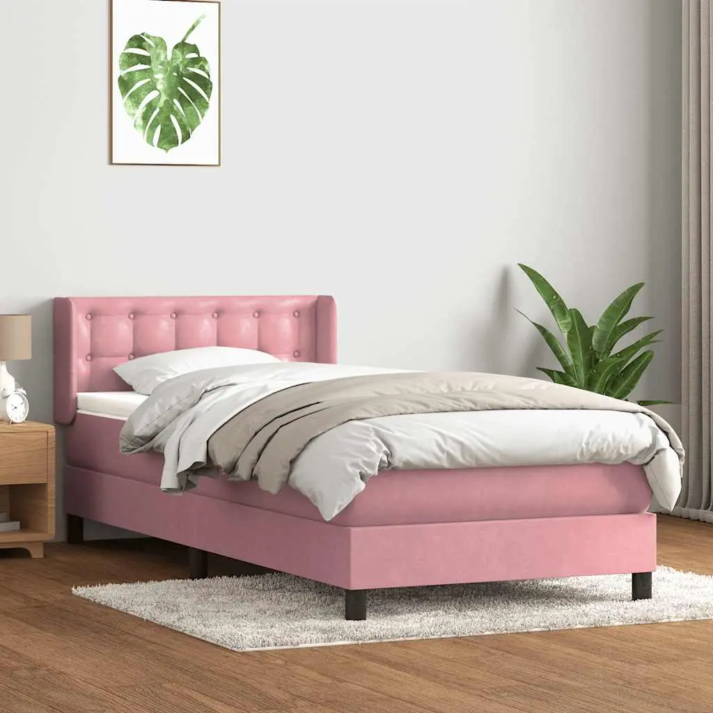 Giroletto a Molle con Materasso Rosa 100x210 cm in Velluto