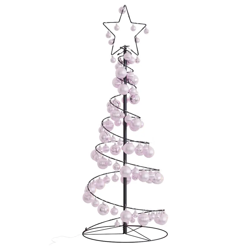 Cono Luminoso Albero Natale Palline 80 LED Bianco Caldo 120 cm