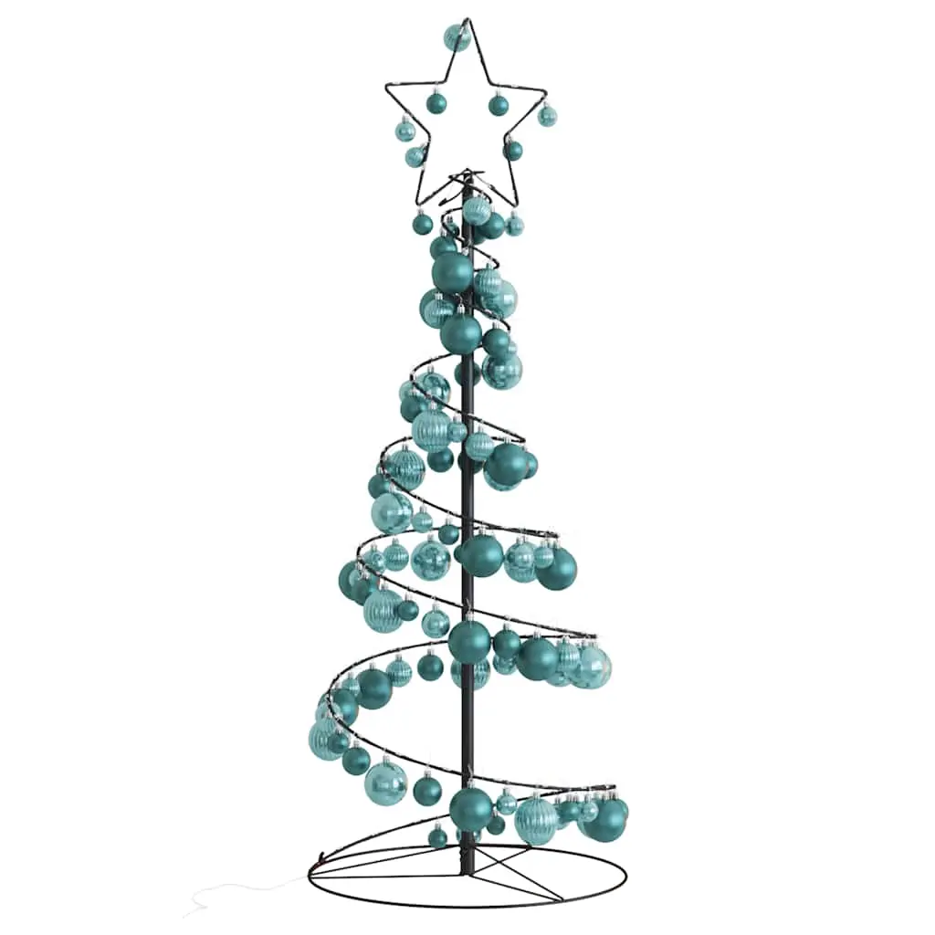 Cono Luminoso Albero Natale Palline 80 LED Bianco Caldo 120 cm