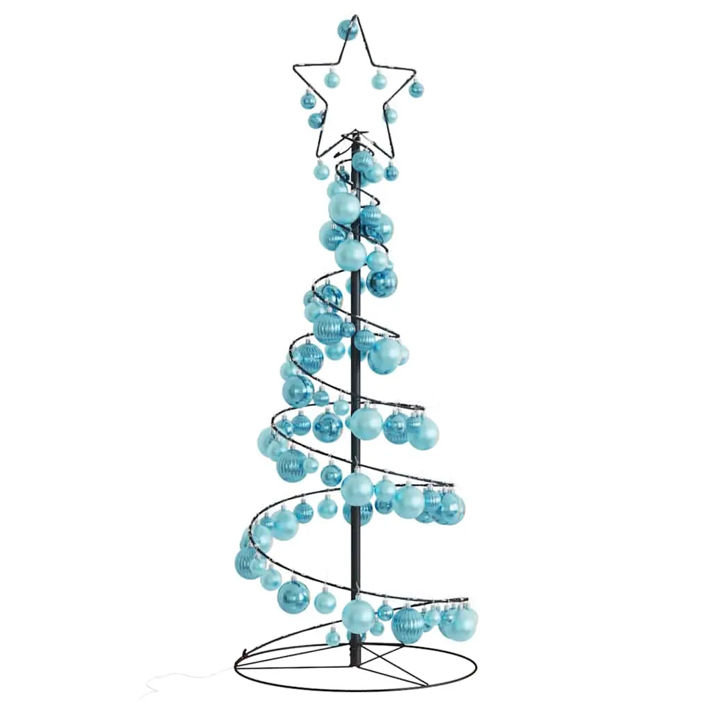 Cono Luminoso Albero Natale Palline 80 LED Bianco Caldo 120 cm