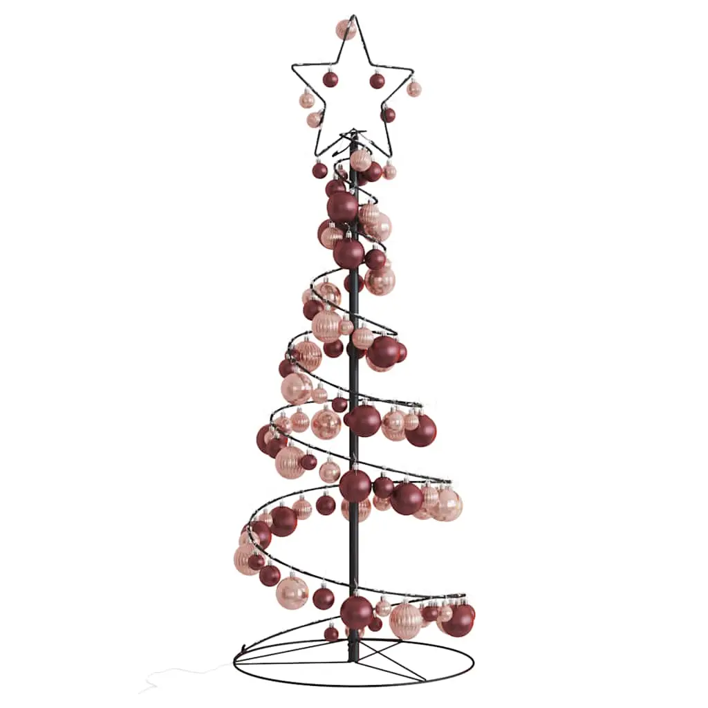 Cono Luminoso Albero Natale Palline 80 LED Bianco Caldo 120 cm