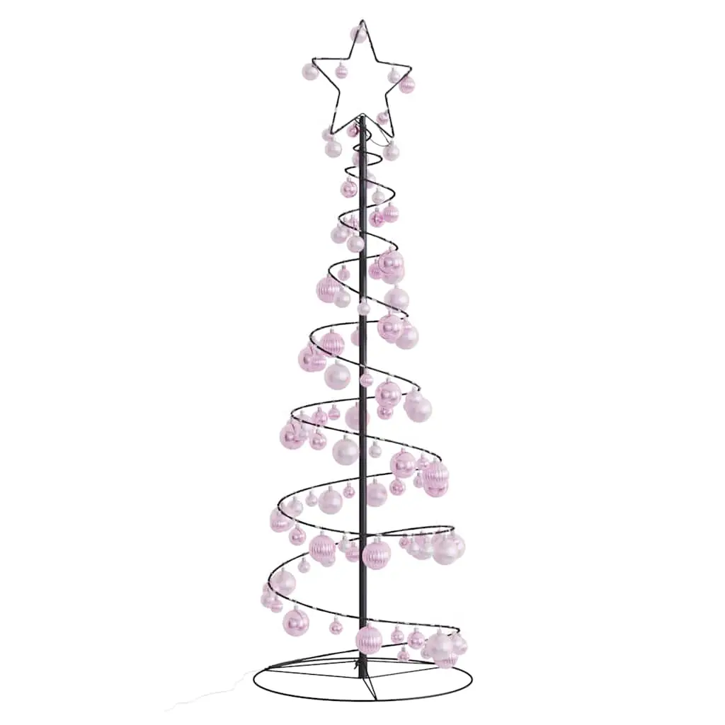 Cono Luminoso Albero Natale Palline 100 LED Bianco Caldo 150 cm