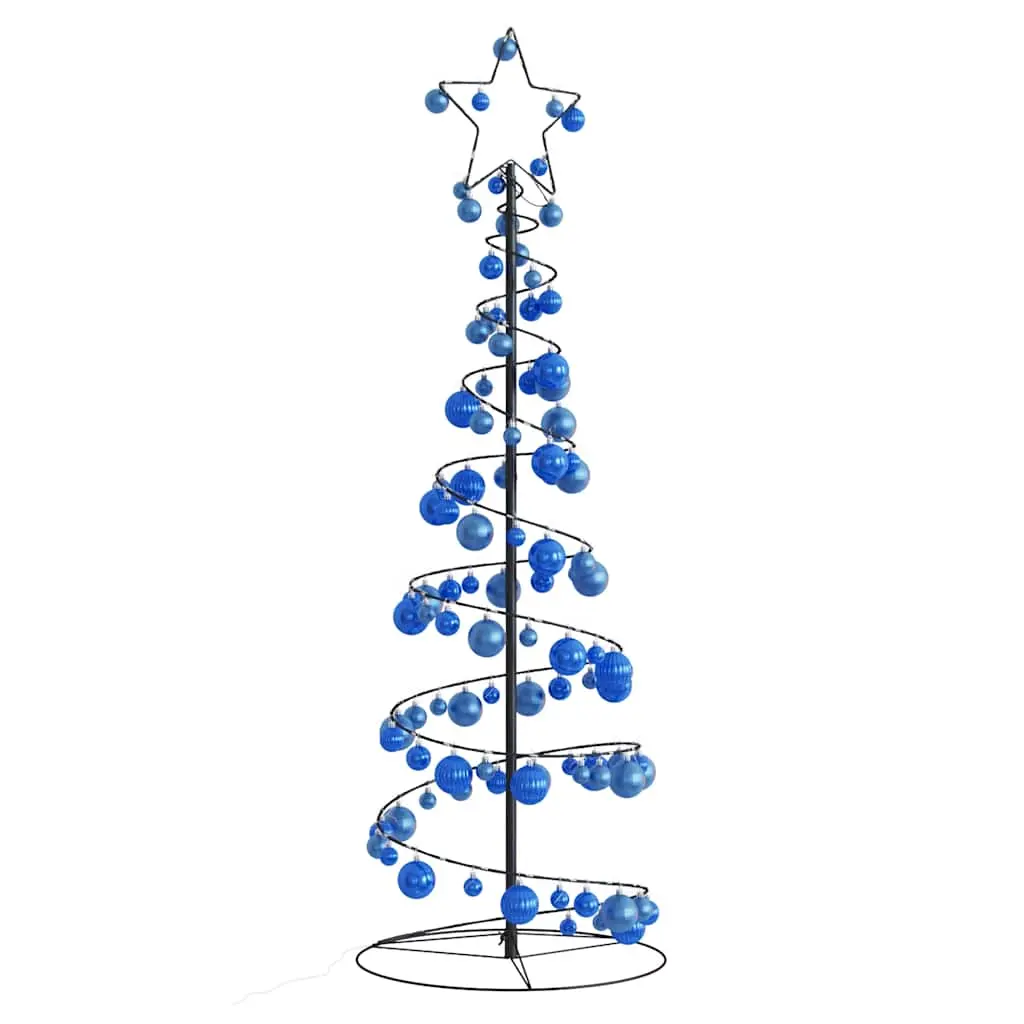 Cono Luminoso Albero Natale Palline 100 LED Bianco Caldo 150 cm