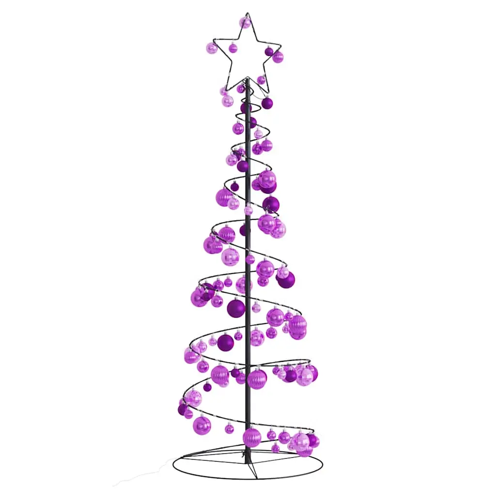 Cono Luminoso Albero Natale Palline 100 LED Bianco Caldo 150 cm