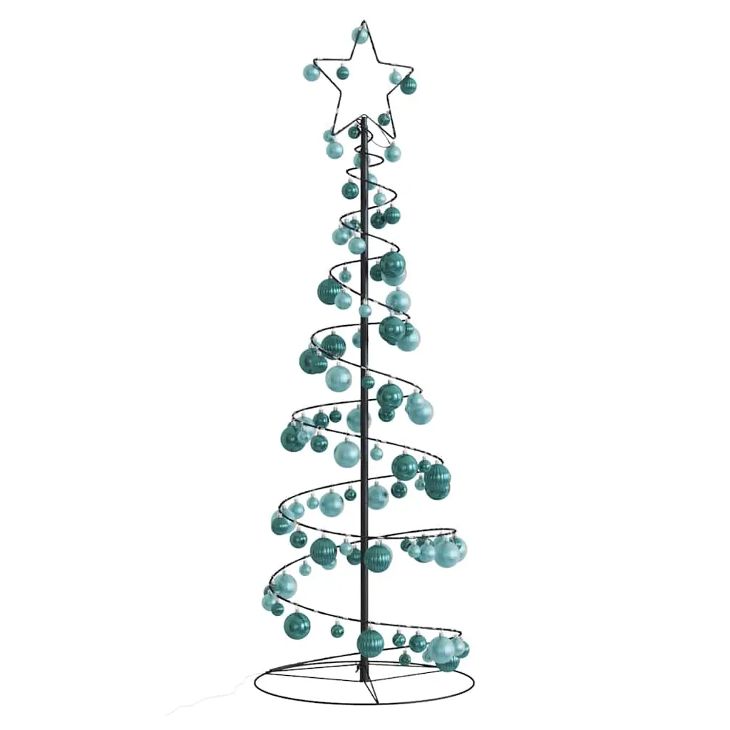 Cono Luminoso Albero Natale Palline 100 LED Bianco Caldo 150 cm