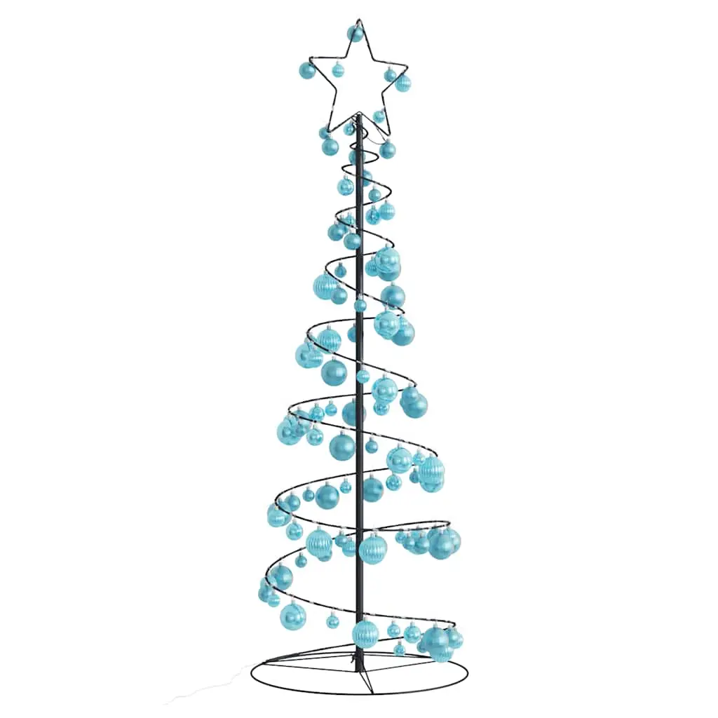 Cono Luminoso Albero Natale Palline 100 LED Bianco Caldo 150 cm