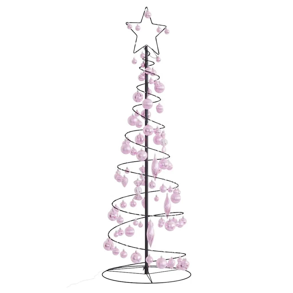 Cono Luminoso Albero Natale Palline 100 LED Bianco Caldo 150 cm