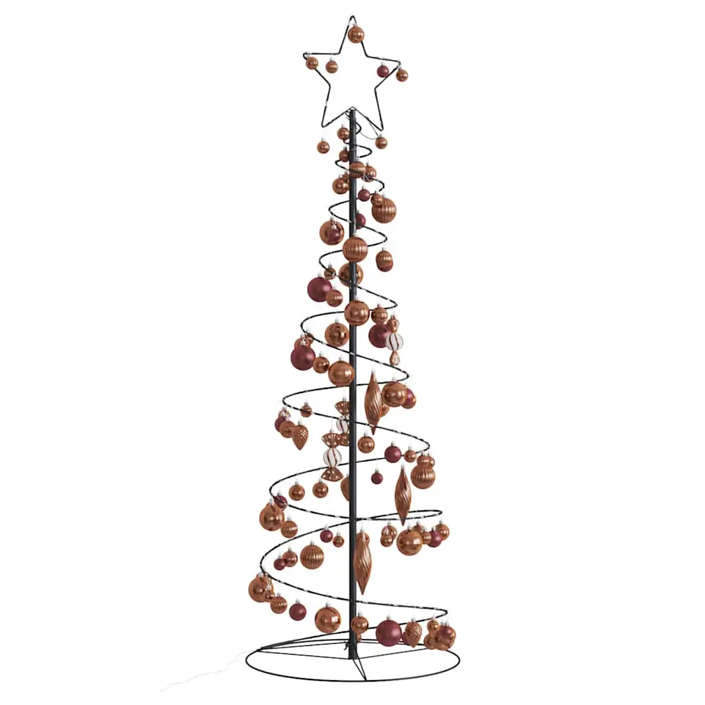 Cono Luminoso Albero Natale Palline 100 LED Bianco Caldo 150 cm