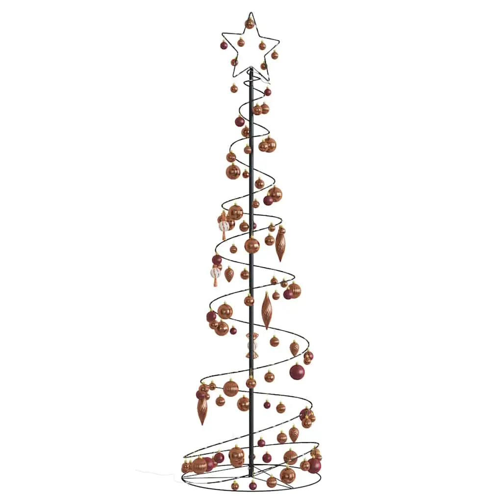 Cono Luminoso Albero Natale Palline 120 LED Bianco Caldo 180 cm