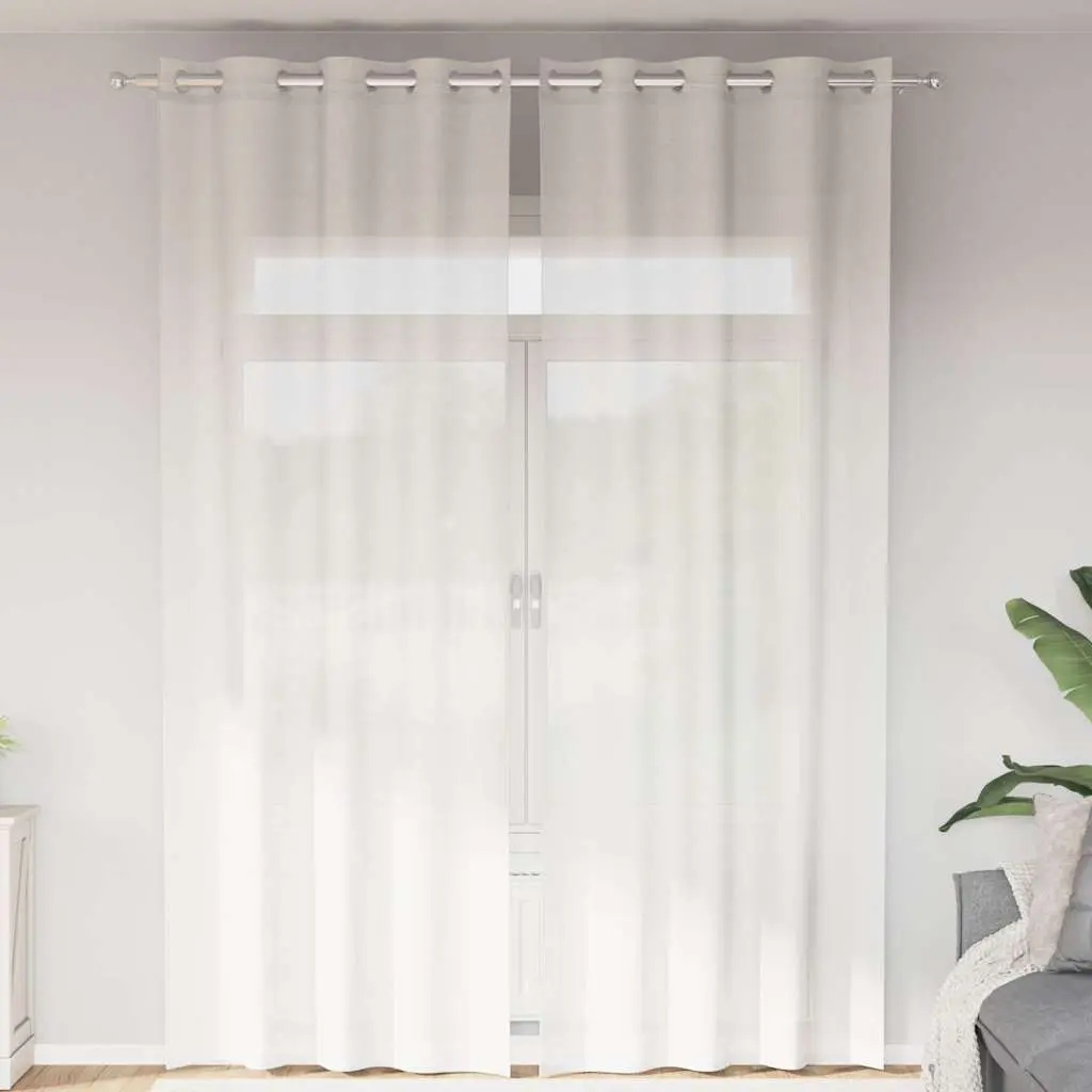 Tende in Voile con Occhielli 2 pz Bianco