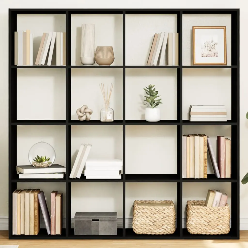 Libreria Nera 137,5x29x137,5 cm in Legno Multistrato