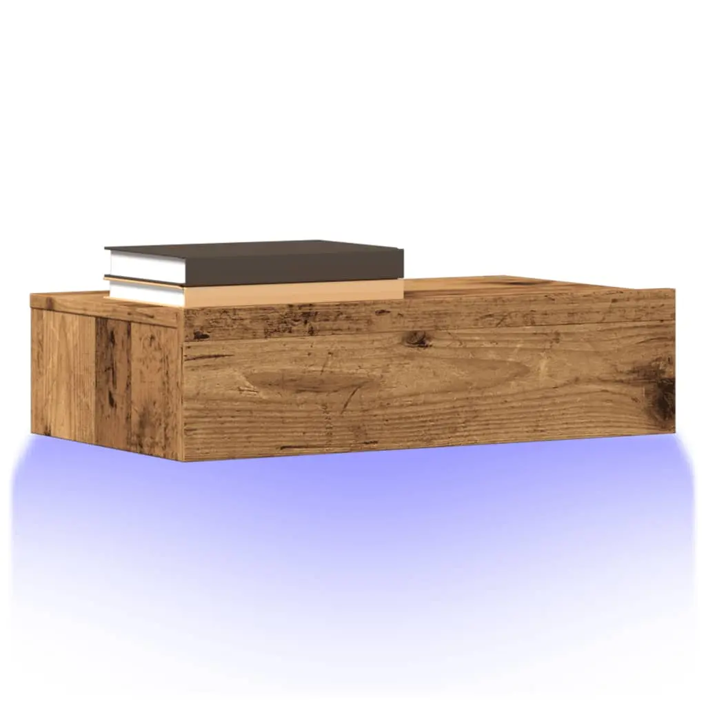 Mobile Porta TV con Luci LED Legno Antico 60x35x15,5 cm