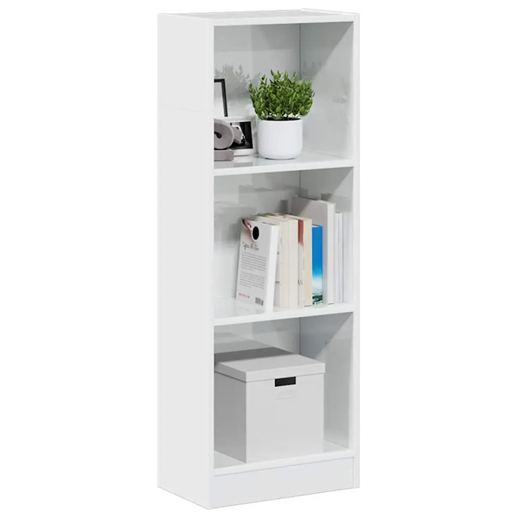 Libreria Bianco Lucido 40x24x109 cm in Legno Multistrato