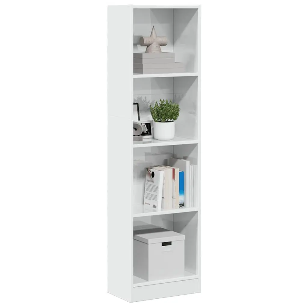 Libreria Bianco Lucido 40x24x143 cm in Legno Multistrato