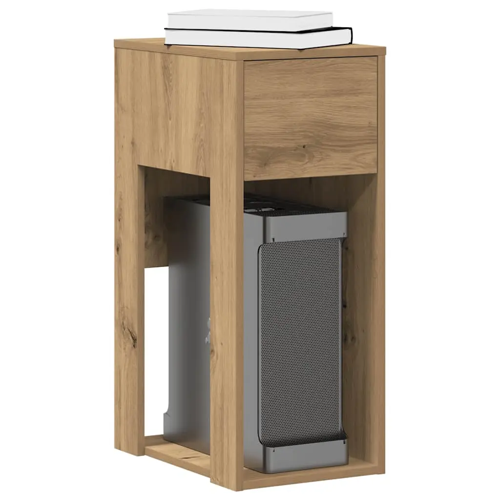 Supporto per Computer a Torre con Cassetto Rovere 30x44x74 cm